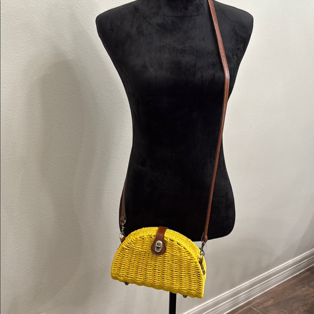 Yellow Woven Crossbody Bag